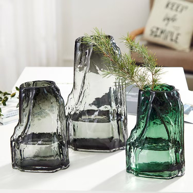 Kínai stílusú mesterséges sziklakerti üveg ólomüveg váza