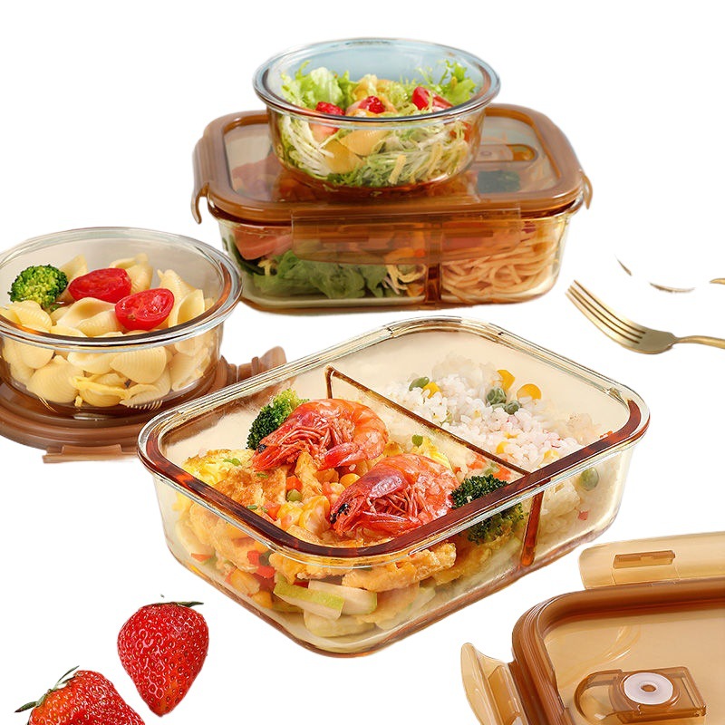 Irodai dolgozók fedéllel bento doboz különálló friss tartó tál